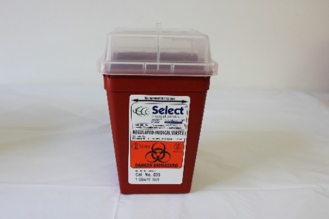 Sharp Needle Collection Container 1 Qt Phleb Red 